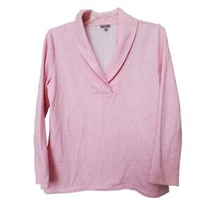 Talbots Featherweight Fleece Shawl Neck Long Sleeve Pullover Sweatshirt Size L